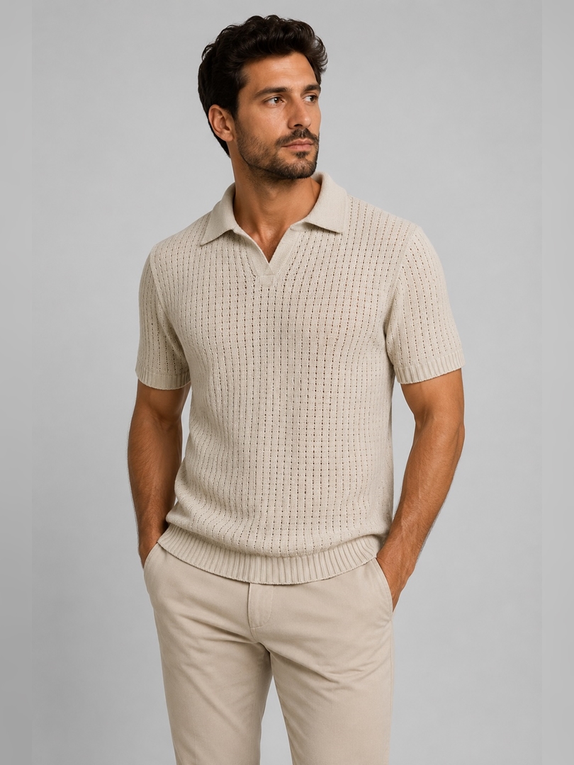 Polo Tricot Gola V Rendada
